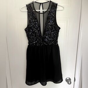 Black Sequin Mini Party Dress